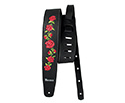 Basso Guitar Strap - Synthetic Black Floral Embroidered VTFL01