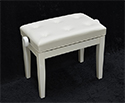 Adjustable Piano Bench w/ Buttoned Seat - White