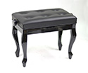 Adjustable Piano Bench w/ Buttoned Seat and Cabriolet Legs - Black