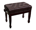 Adjustable Piano Bench w/ Buttoned Seat and Padded Edge - Mahogany