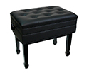 Deluxe Adjustable Piano Bench w/Compartment - Black