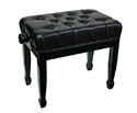 Linley Adjustable Piano Bench w/ Buttoned Seat and Padded Edge - Black