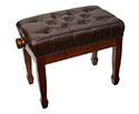 Linley Adjustable Piano Bench w/ Buttoned Seat and Padded Edge - Walnut