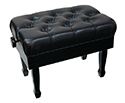 Linley Adjustable Concert Piano Bench w/ Ultra-padded Buttoned Seat - Black